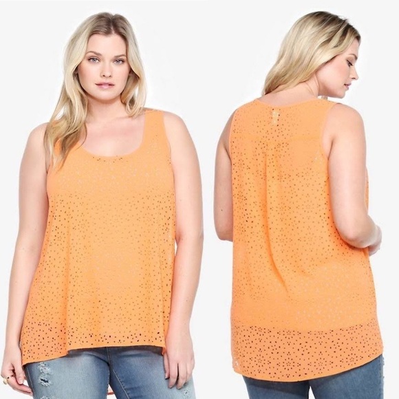 Torrid Tops Laser Cut Chiffon Hi-Lo Tank Top 2X - Picture 1 of 10